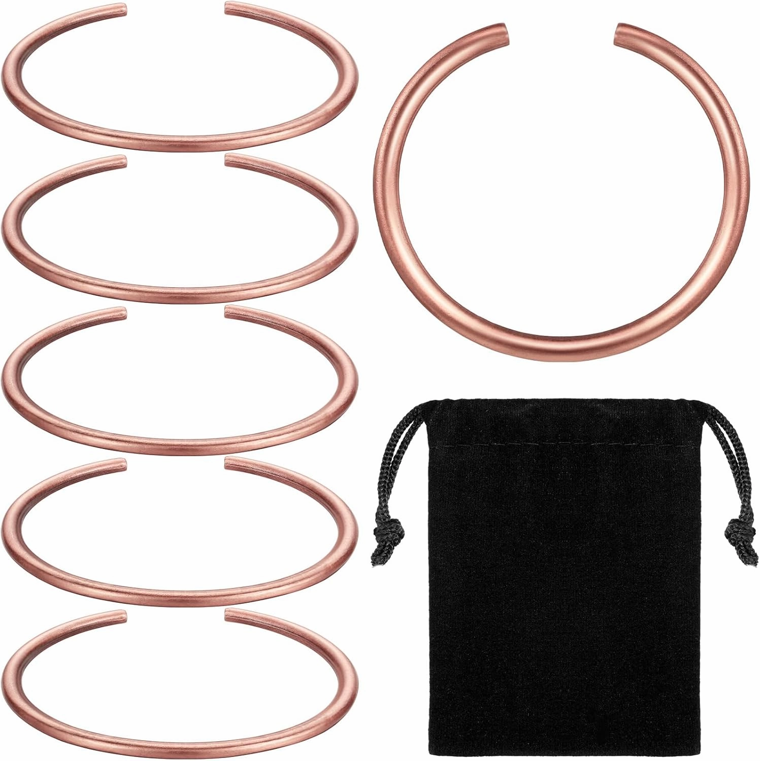 6 Pcs Copper Bracelets Copper Jewelry Vintage Pure Copper Bracelets for Men Women Handmade Adjustable Copper Cuff Bracelet for Health Jewelry Gifts (Hoop Style)