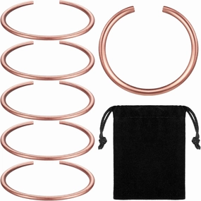 6 Pcs Copper Bracelets Copper Jewelry Vintage Pure Copper Bracelets for Men Women Handmade Adjustable Copper Cuff Bracelet for Health Jewelry Gifts (Hoop Style)