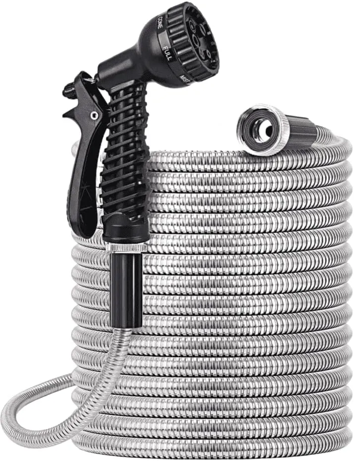 75ft Garden Hose, Leak-proof Metal Connector Water Hose, No Knots, Kink-Free, Lighter, 3/4 inch Fit All Faucets, Lightweight for Lawn, Car Washing