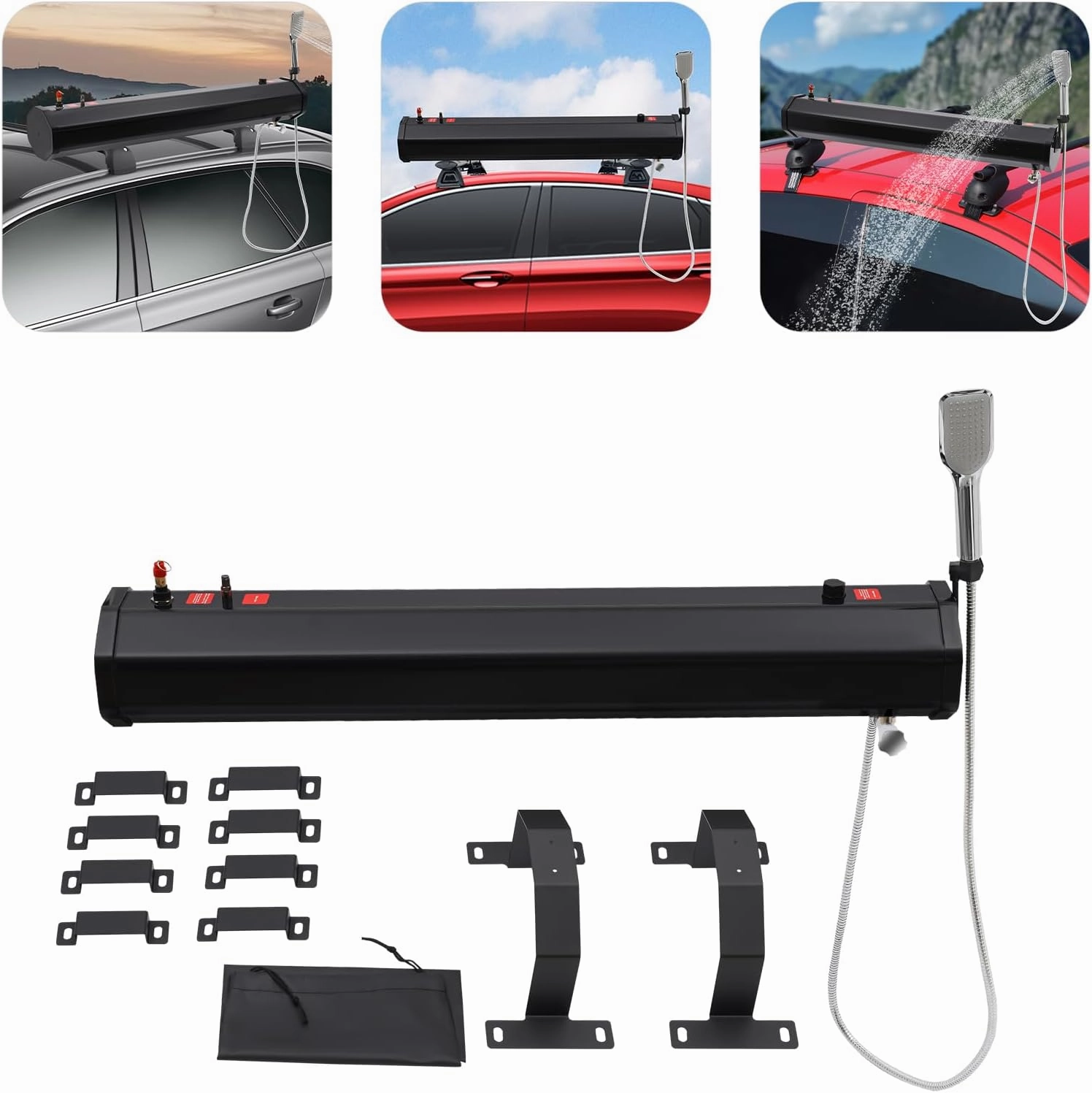 7.93Gal/30L Pressurized Water Tank Camping, Portable Water Tank for Camping Shower, Roof-Mounted Roof Rack Water Tank, Car Truck Water Tank, Overland Water Tank