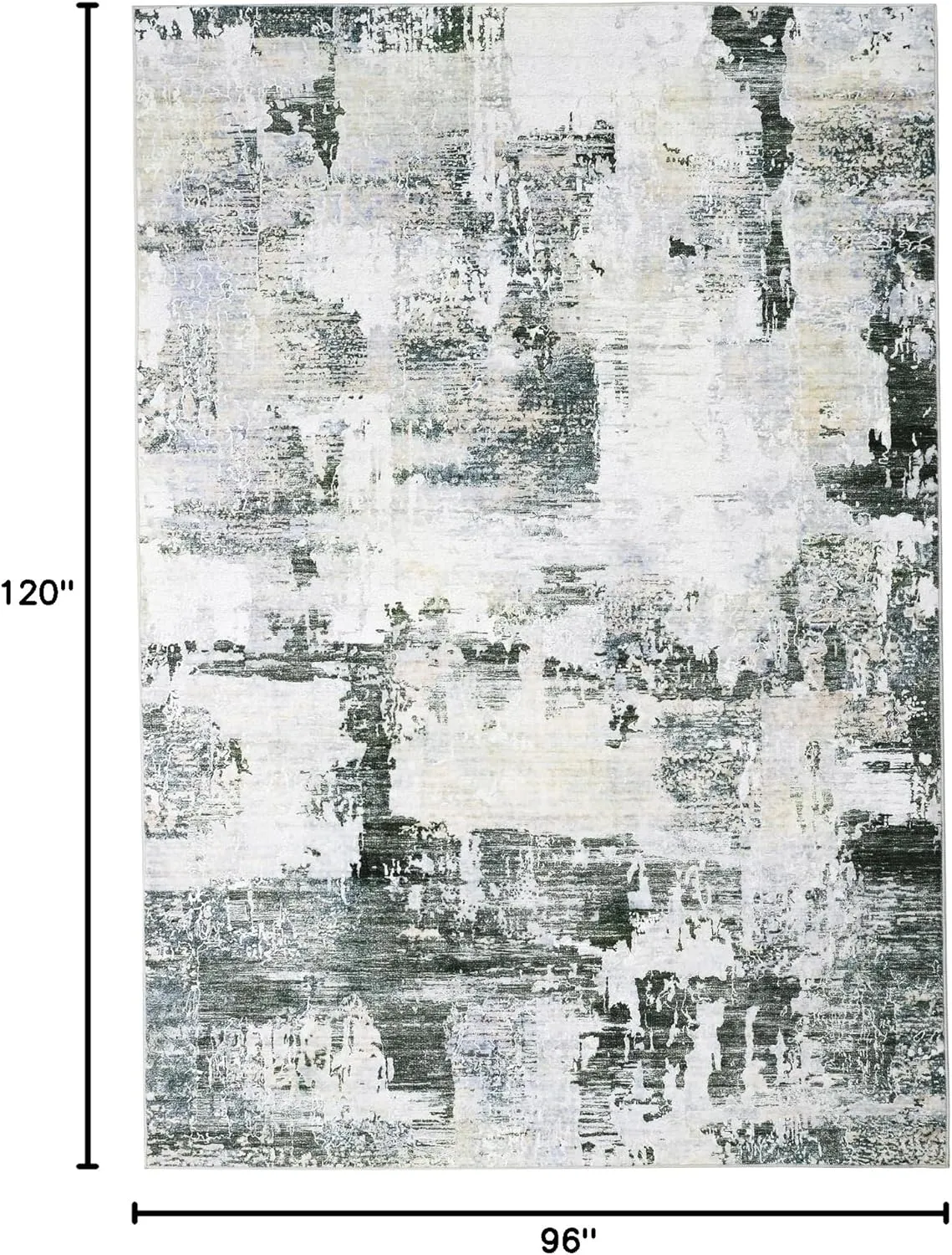 8x10 Area Rugs, Area Rug with Non-Slip Backing, Modern Abstract Machine Washable Rugs, Foldable Low Pile Rug for Living Room (Dark Green/Yellow, 8'x10')