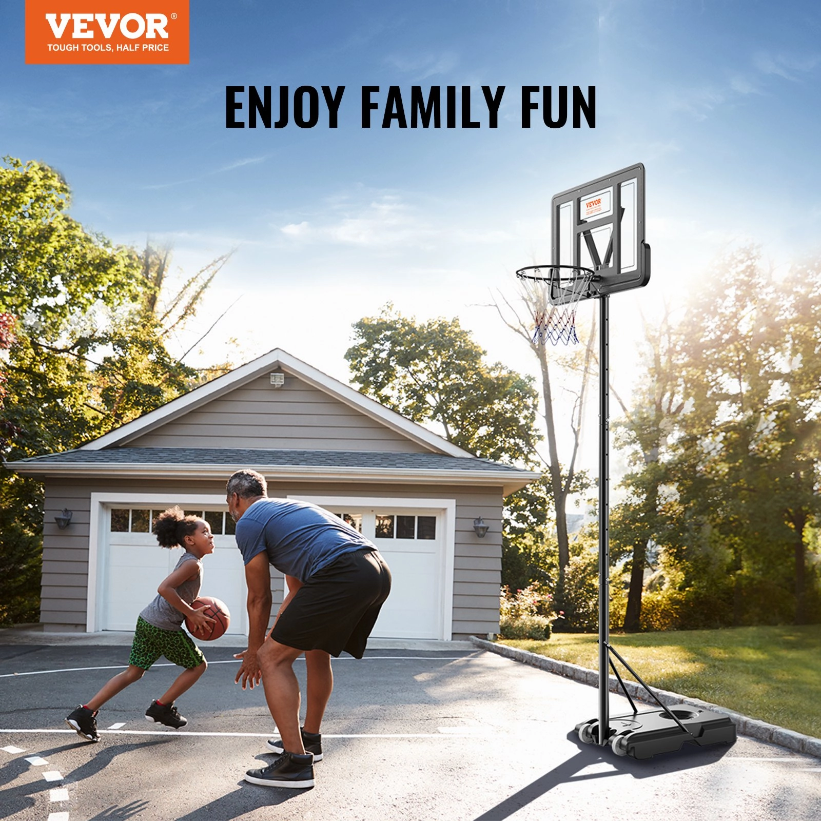 (FINAL PRICES ARE LOWER ON OUR SITE!) VEVOR Basketball Hoop, 4-10 ft Adjustable Height Portable Backboard System, 44 inch Basketball Hoop & Goal, Kids & Adults Basketball Set with Wheels, Stand, and Fillable Base, for Outdoor/Indoor