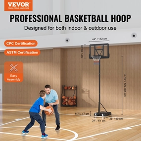 (FINAL PRICES ARE LOWER ON OUR SITE!) VEVOR Basketball Hoop, 4-10 ft Adjustable Height Portable Backboard System, 44 inch Basketball Hoop & Goal, Kids & Adults Basketball Set with Wheels, Stand, and Fillable Base, for Outdoor/Indoor