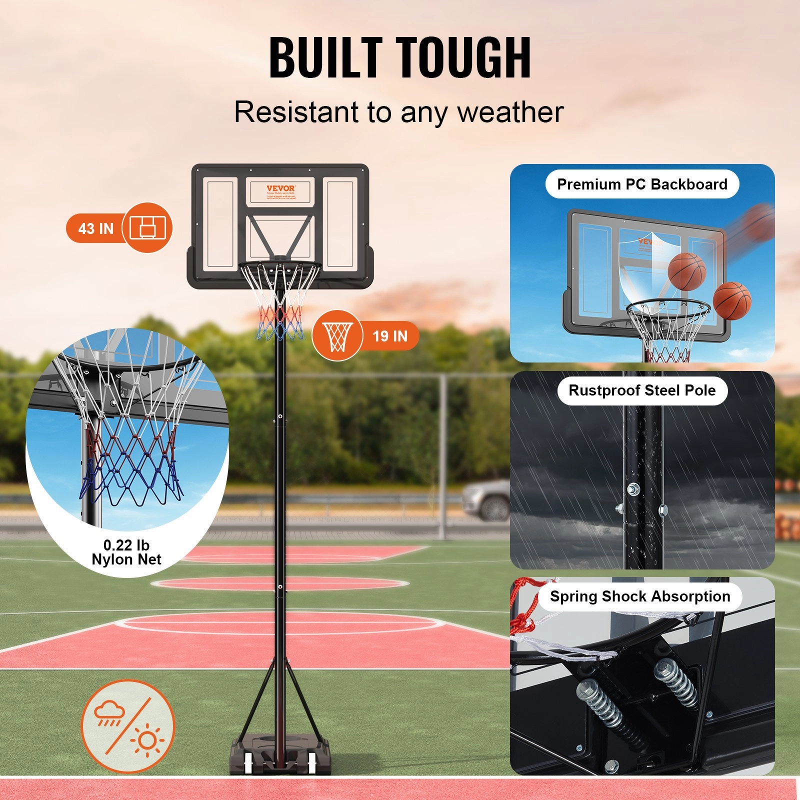 (FINAL PRICES ARE LOWER ON OUR SITE!) VEVOR Basketball Hoop, 4-10 ft Adjustable Height Portable Backboard System, 44 inch Basketball Hoop & Goal, Kids & Adults Basketball Set with Wheels, Stand, and Fillable Base, for Outdoor/Indoor