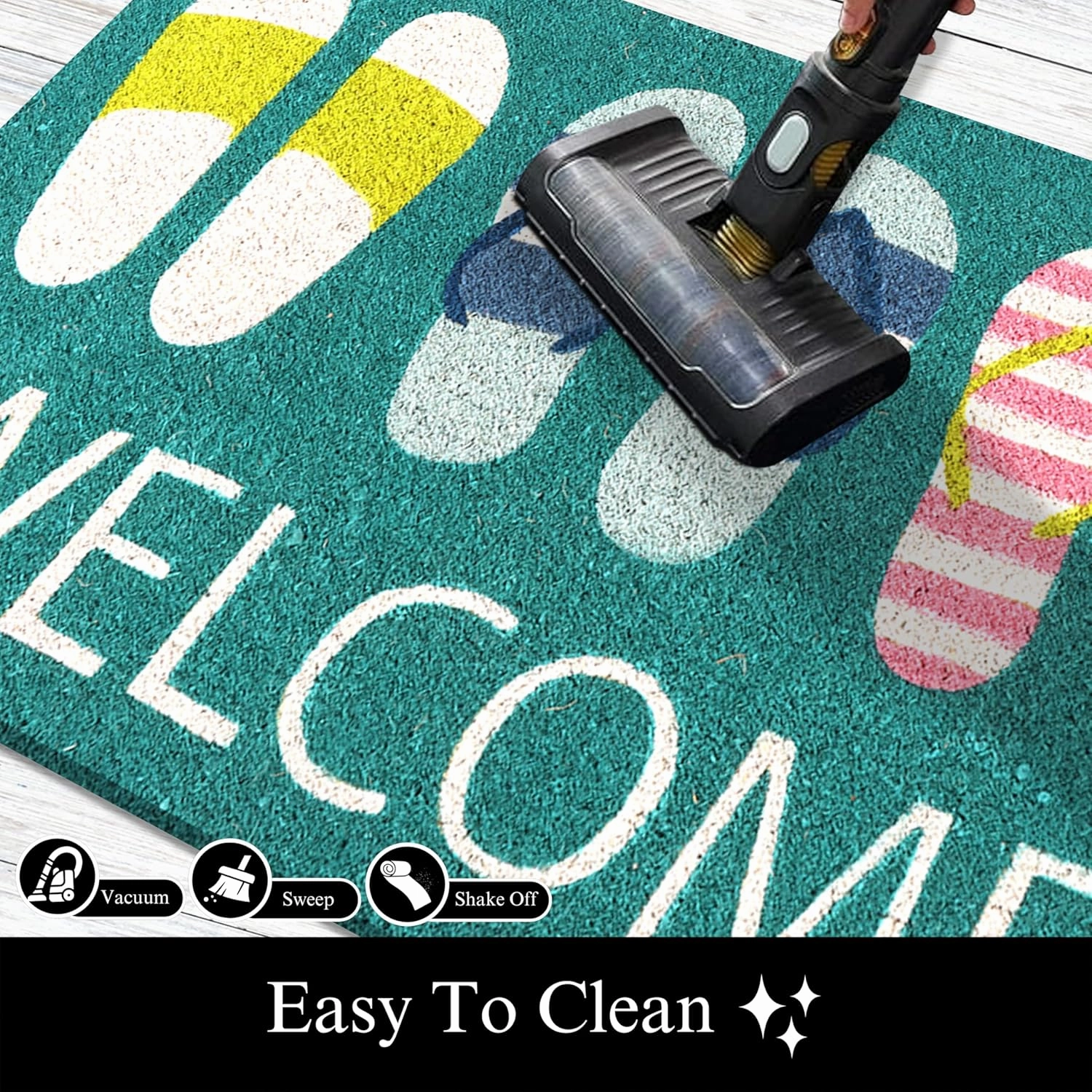 A1HC Natural Coco Coir Door Mat Welcome Slippers Coastal Doormat with Heavy Duty Non-Slip PVC Backing - 18" x 30" - Easy to Clean, Welcome Mat for Home, Low-Profile Durable Doormat