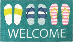 A1HC Natural Coco Coir Door Mat Welcome Slippers Coastal Doormat with Heavy Duty Non-Slip PVC Backing - 18" x 30" - Easy to Clean, Welcome Mat for Home, Low-Profile Durable Doormat