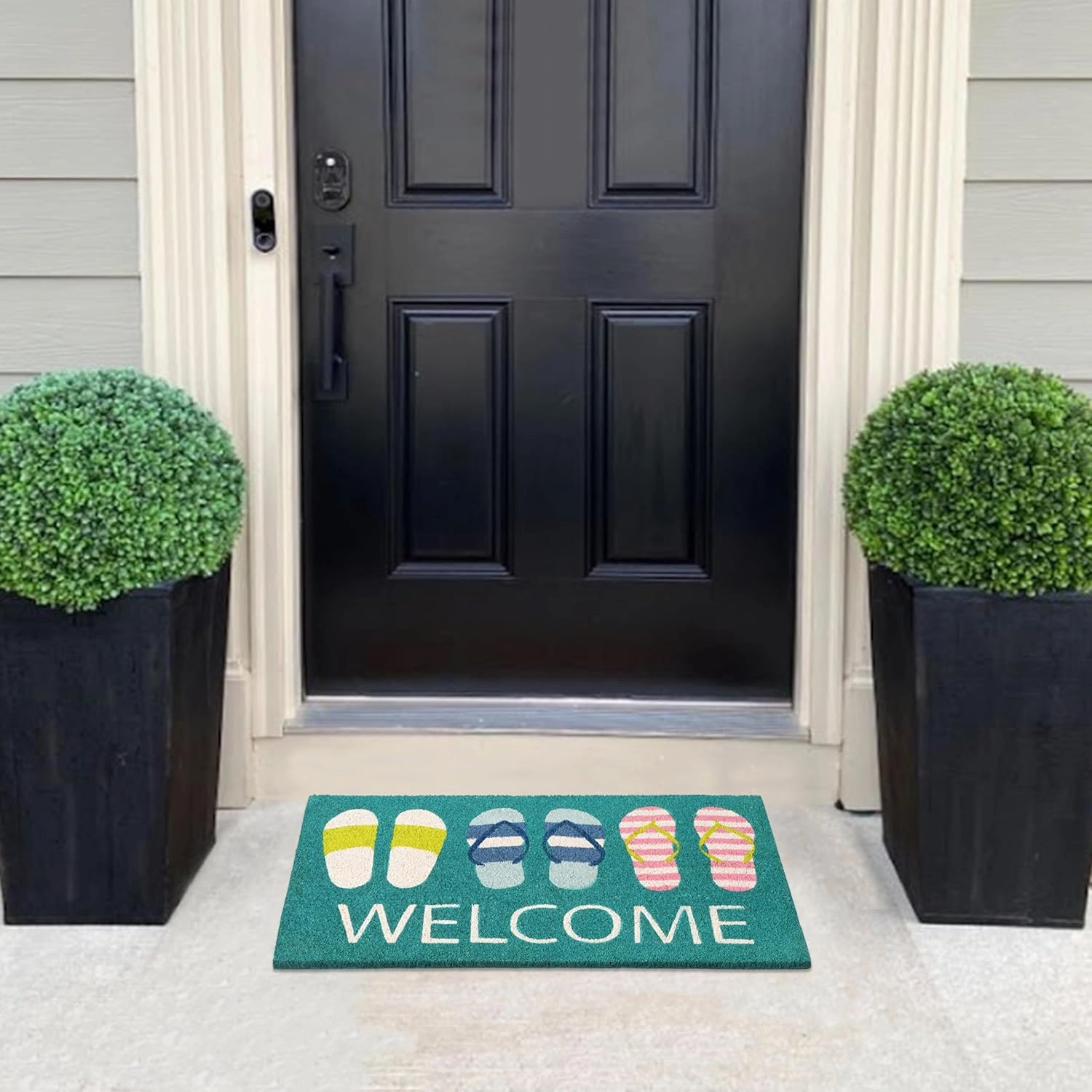 A1HC Natural Coco Coir Door Mat Welcome Slippers Coastal Doormat with Heavy Duty Non-Slip PVC Backing - 18" x 30" - Easy to Clean, Welcome Mat for Home, Low-Profile Durable Doormat