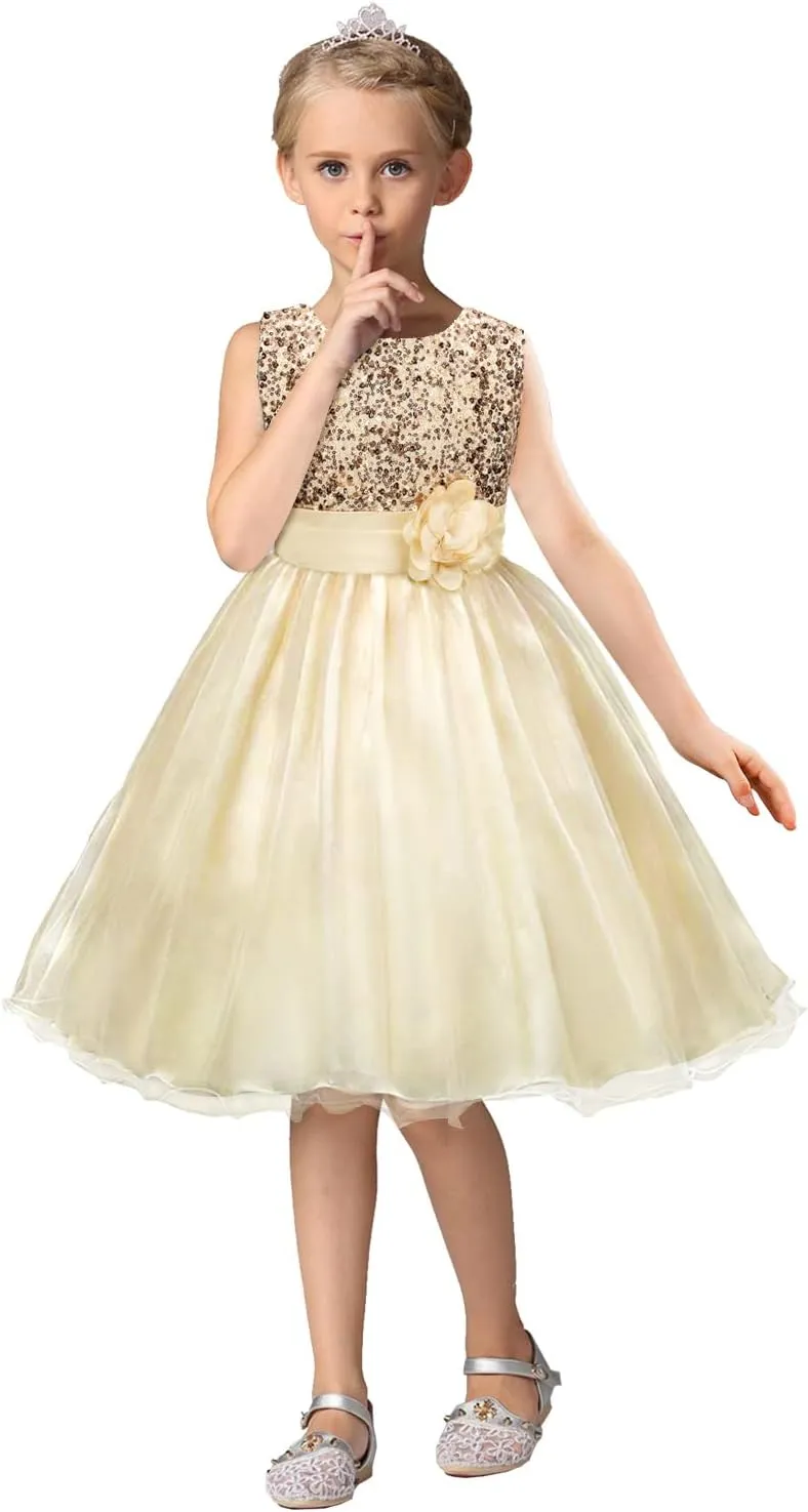 Acecharming Girls Dresses Sequin Flower Girls Party Dress Bridesmaid Ball Gown Wedding Tulle 3-10 Years