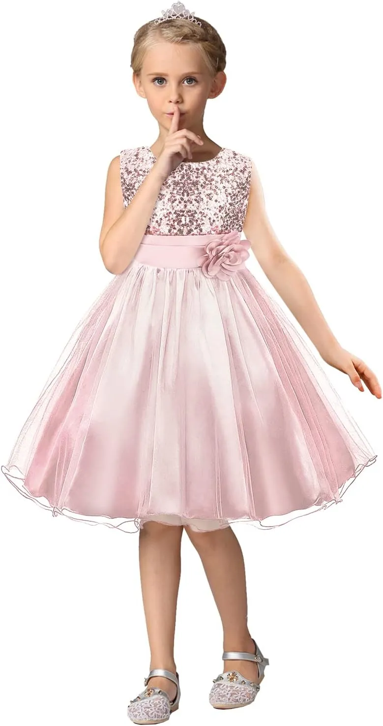 Acecharming Girls Dresses Sequin Flower Girls Party Dress Bridesmaid Ball Gown Wedding Tulle 3-10 Years