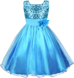 Acecharming Girls Dresses Sequin Flower Girls Party Dress Bridesmaid Ball Gown Wedding Tulle 3-10 Years