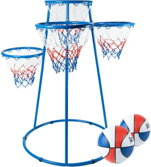 Activejoy- 4 Hoop Basketball Set - Toddler Basketball Hoop Indoor - Outdoor Play Preschool -  3 Years Old Toy. Includes 2 Balls and air Pump