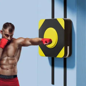 Adjustable Wall Punching Bag - Durable PU Sandbag for Boxing Training, Perfect for Muay Thai, Taekwondo, Karate - Ideal for Home Fitness & Noise Reduction 30*10*30cm/11.8*3.9*11.8in Black-Yellow