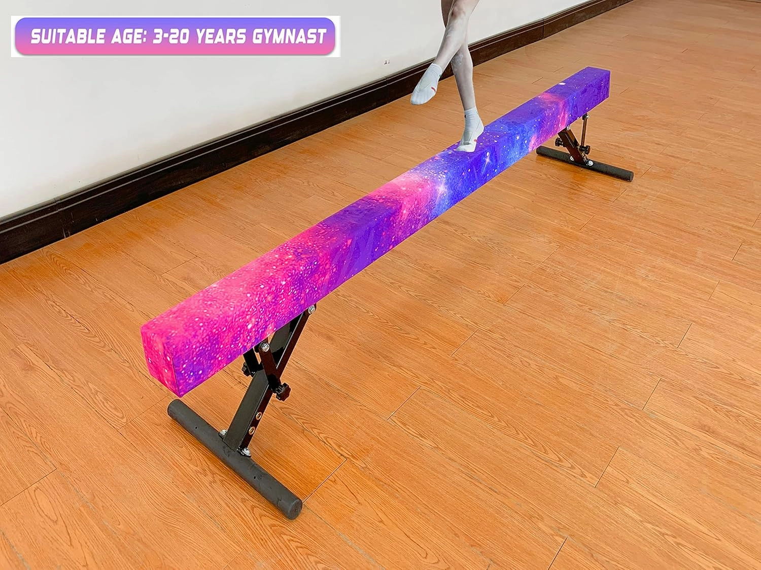 Adjustable Balance Beam 8 ft Gymnastic Beam Adjustable Height for Kids and Teenage of All Gymnastic Levels, Gymnastic Training Beam Gymnastic Equipment for Athlete Home and Gym Club Use