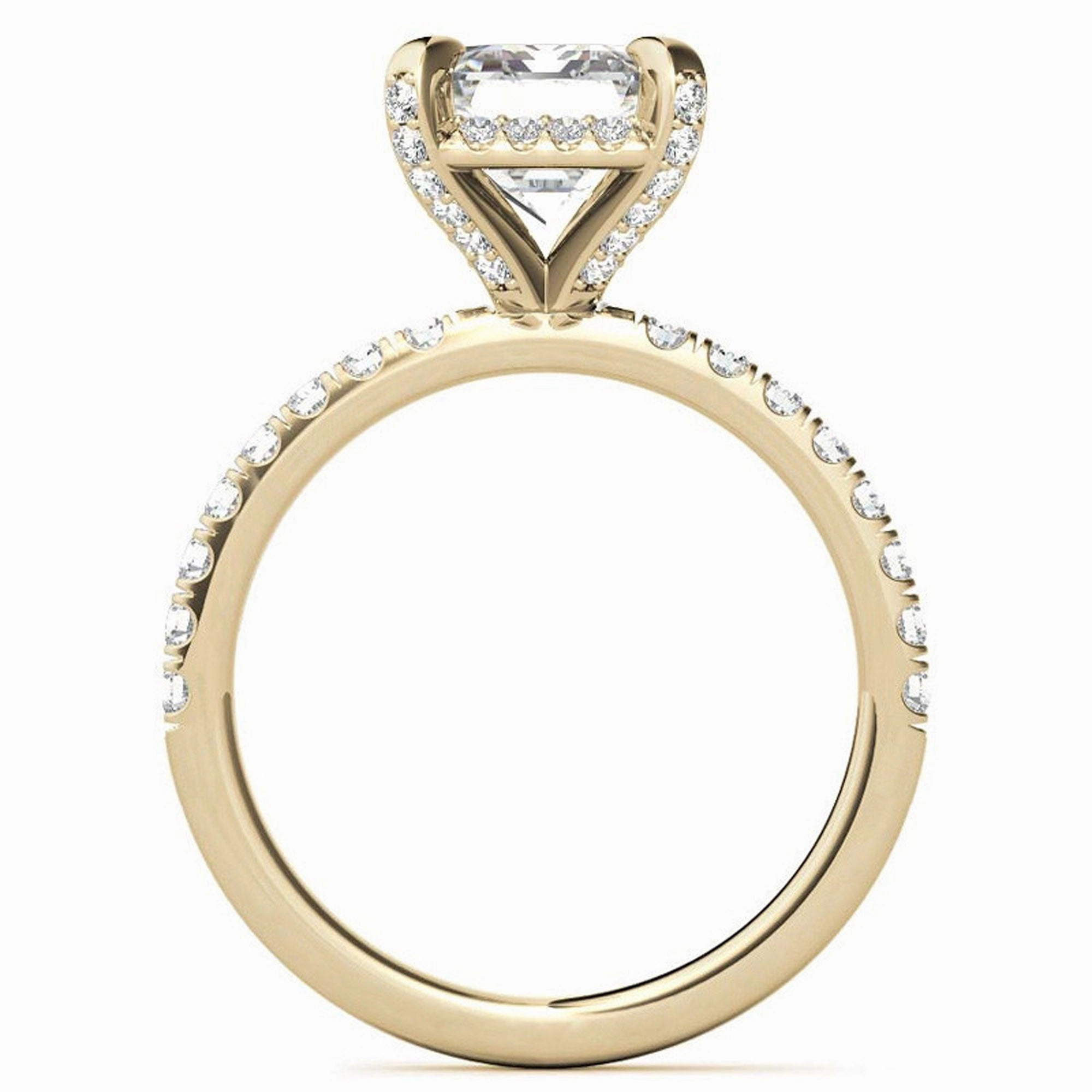 Adjustable Sterling Silver Classic Yellow Gold Radiant-Cut Pave Engagement Ring – Perfect for Weddings