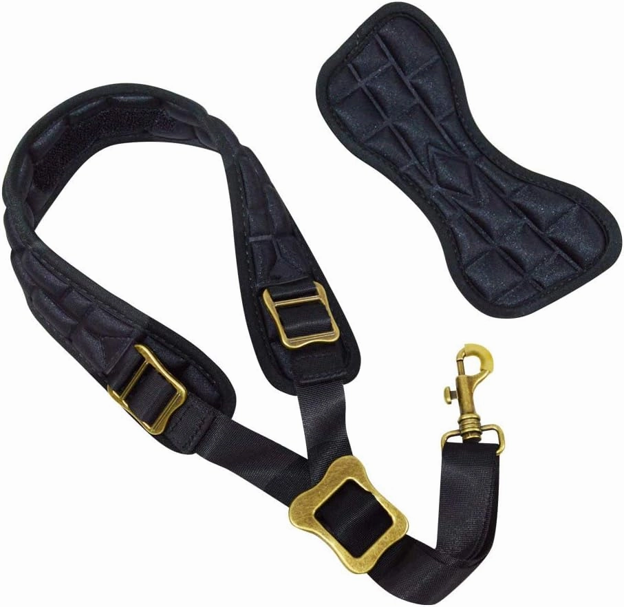adorence Padded Saxophone Neck Strap - Comfortable Sax Strap with Breathable, Removable & Washable Padded Neck Cushion - H04 Black
