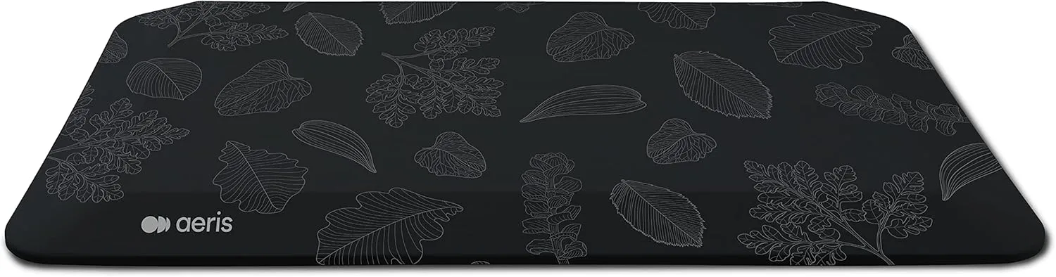 Aeris Muvmat - Thick Anti-Fatigue Mat for Standing Desks - Premium Kitchen Mat - Ergonomic 2-Zone Standing Desk Mat - Durable Non-Slip Home Office Mat with Leaf Art Cover