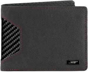 Alcantara & Real Carbon Fiber Bi-Fold Wallet (Red Stitching)