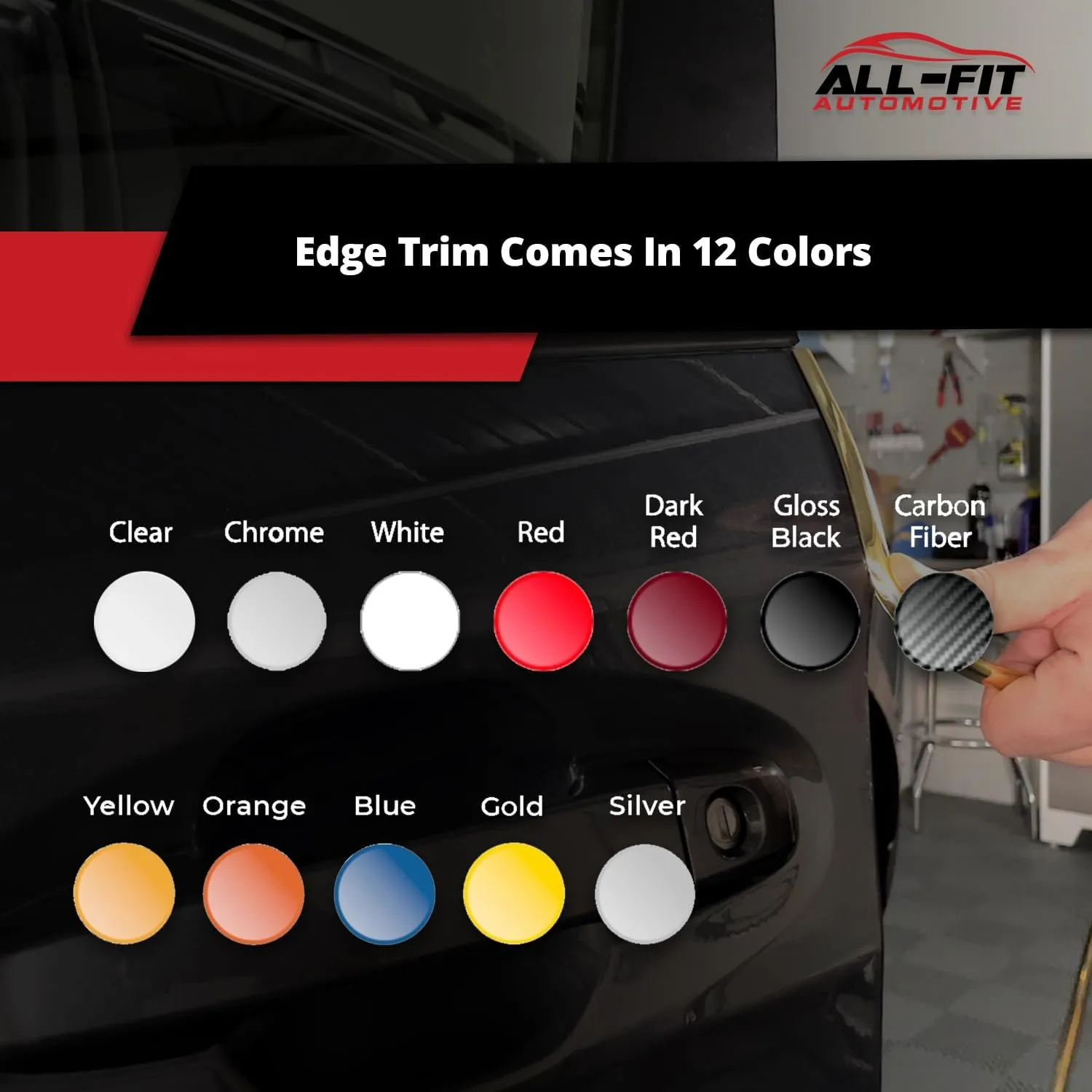 All-Fit Automotive Car Door Edge Protector – Universal DIY Edge Trim to Prevent Scratches & Dings – Flexible Adhesive Molding Trim for Cars, Trucks & SUVs (10 Ft - Chrome)
