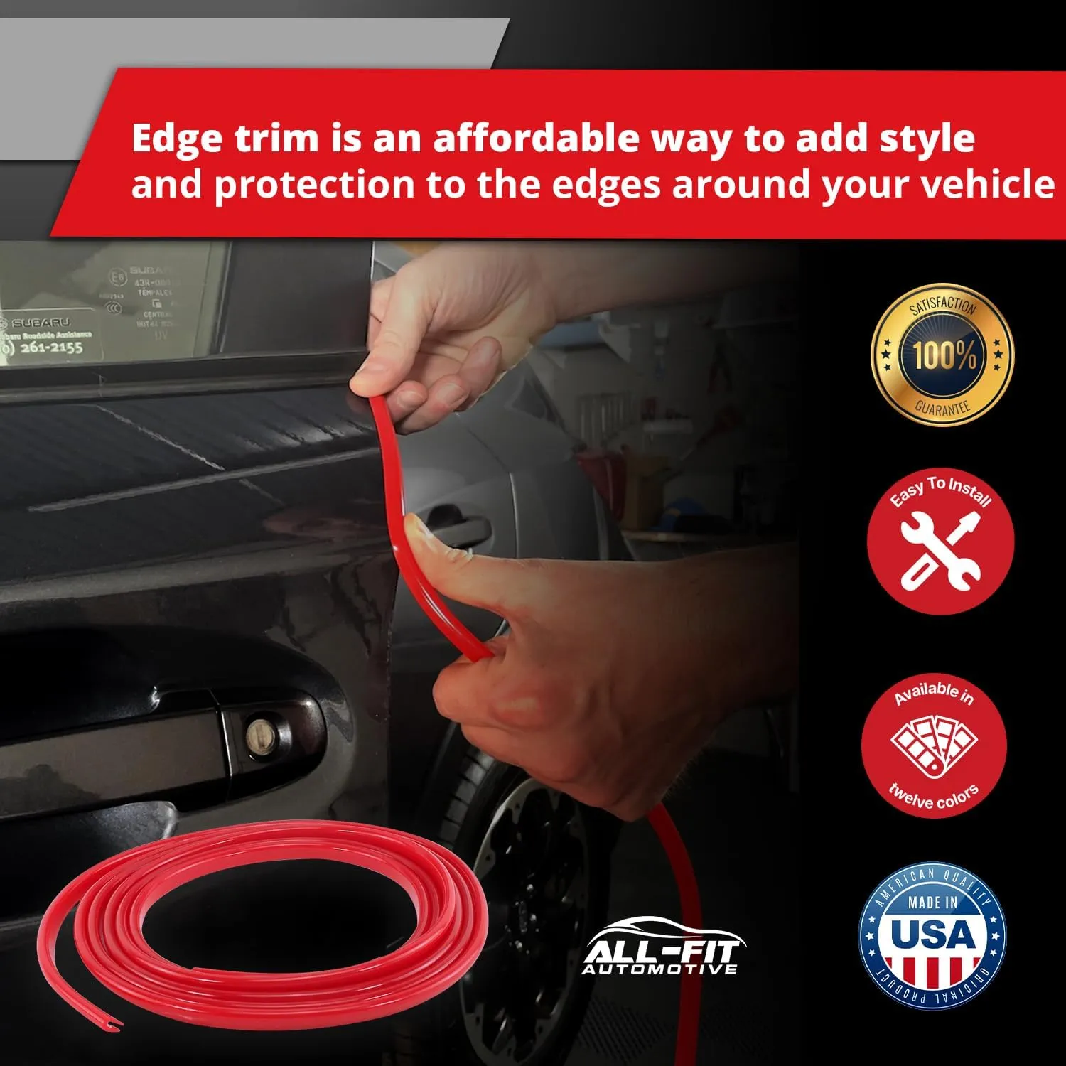 All-Fit Automotive Car Door Edge Protector – Universal DIY Edge Trim to Prevent Scratches & Dings – Flexible Adhesive Molding Trim for Cars, Trucks & SUVs (10 Ft - Chrome)
