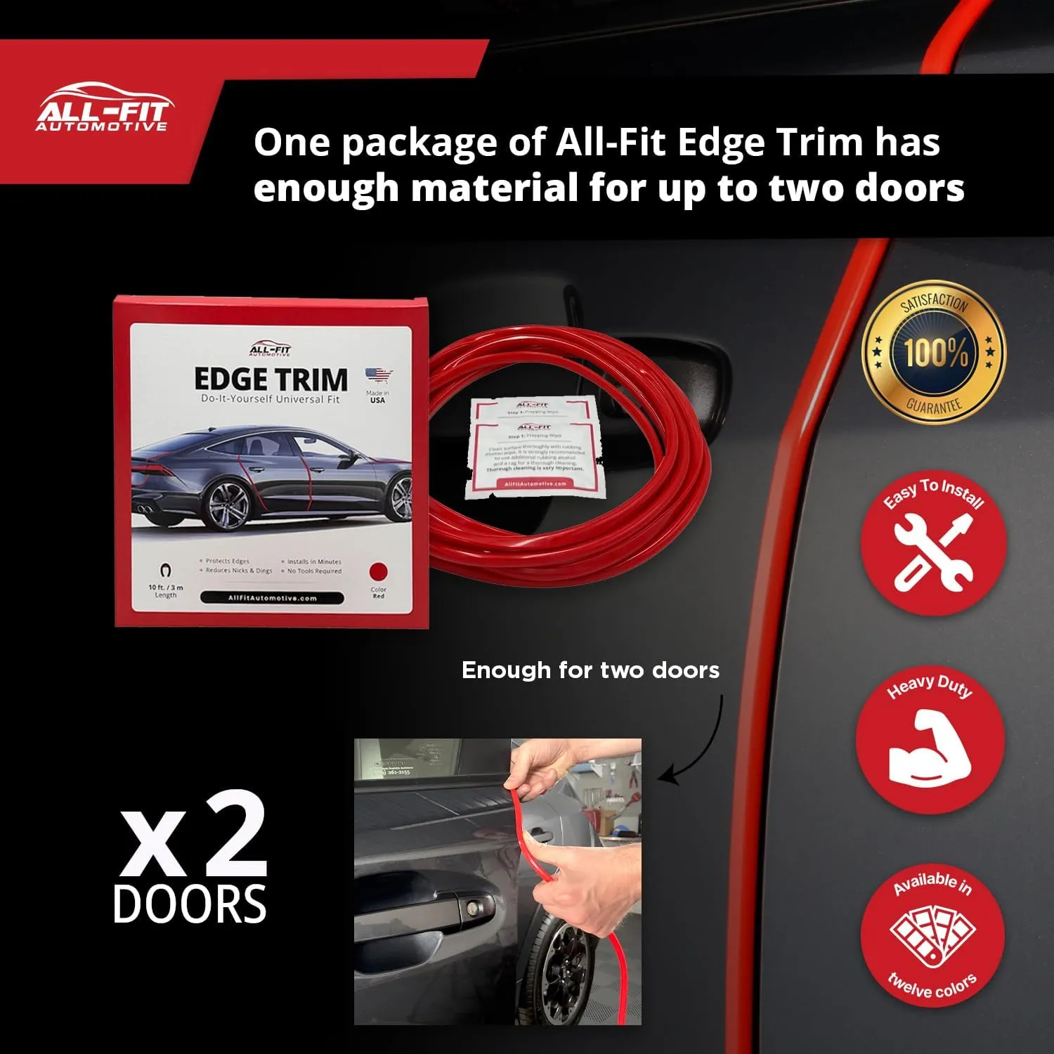 All-Fit Automotive Car Door Edge Protector – Universal DIY Edge Trim to Prevent Scratches & Dings – Flexible Adhesive Molding Trim for Cars, Trucks & SUVs (10 Ft - Chrome)