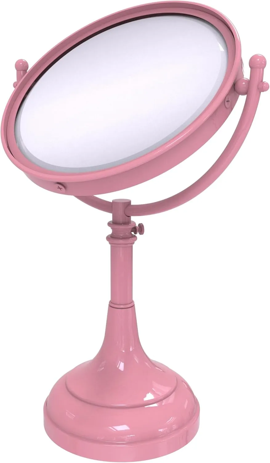 Allied Brass DM-1/3X-PNK Height Adjustable 8 Inch Vanity Top Make-Up Mirror 3X Magnification, Pink