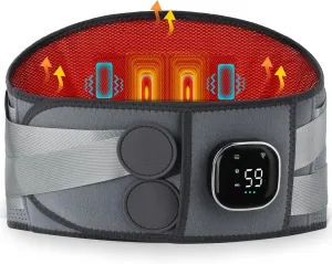 ALLJOY 67" Cordless Heating Pad for Back Pain Relief FSA HSA Eligible, Father's Day Gifts for Dad Men Women Mom, Portable Lower Back Massager with 3 Heat 5 Vibration, Lock Screen Supported