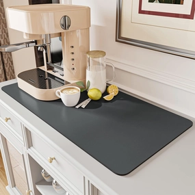 AMOAMI Coffee Mat - Hide Stain Rubber Backed Absorbent Dish Drying Mat for Kitchen Counter - Fits Under Coffee Maker or Machine