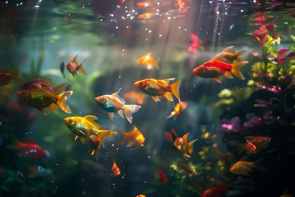 Animal Puzzle, Small Fish in Aquarium Wooden Jigsaw Puzzle for Adult Challenge Educational Fun Family Games Home Kitchen Decoration Family Activity Gifts 1000 Piece