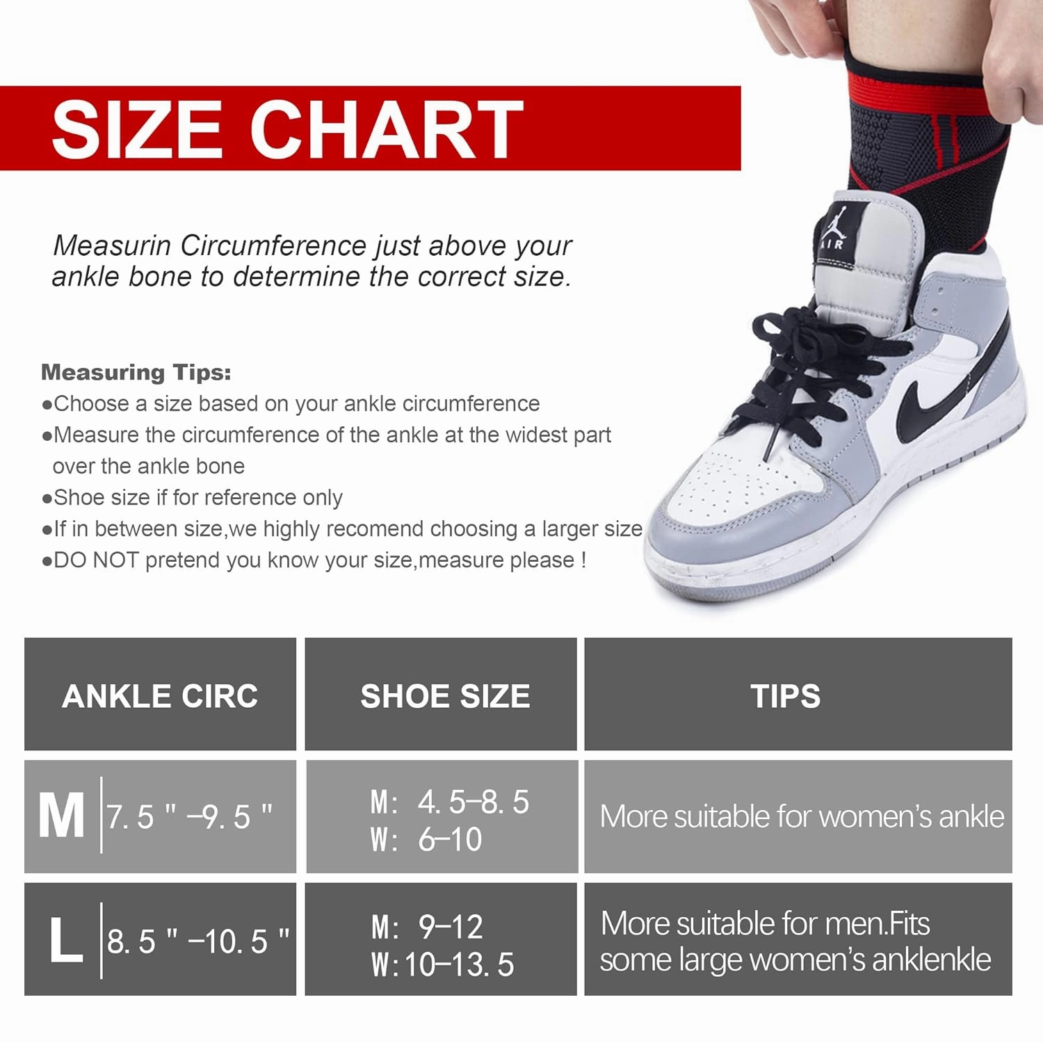 Ankle Support Set of 2 Compression Brace Support Adjustable Sleeve for Injury Recovery, Joint Pain, Arch Brace Support & Foot Stabilizer, Ankle Wrap Protect Against Ankle Sprains or Swelling