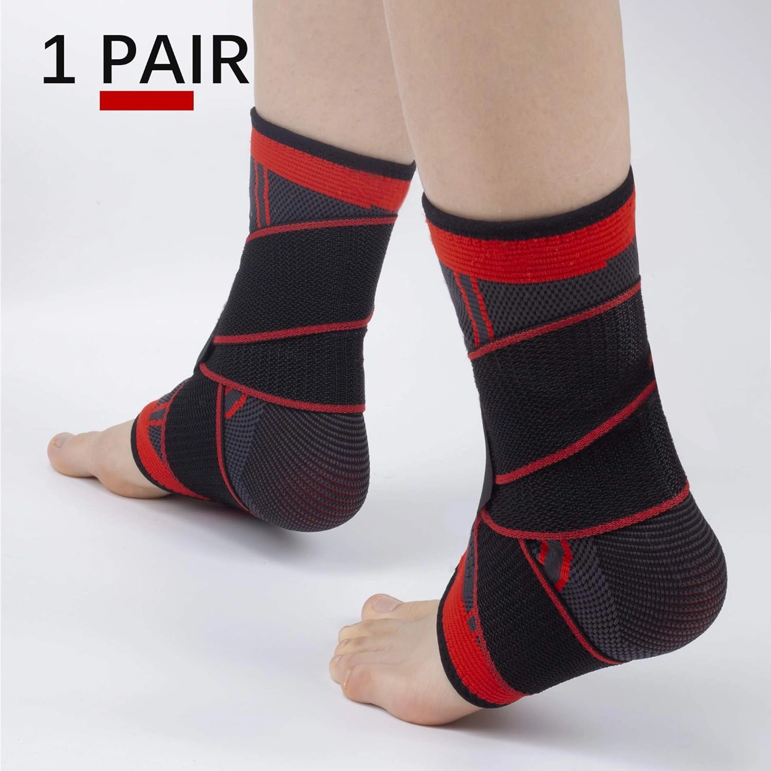Ankle Support Set of 2 Compression Brace Support Adjustable Sleeve for Injury Recovery, Joint Pain, Arch Brace Support & Foot Stabilizer, Ankle Wrap Protect Against Ankle Sprains or Swelling
