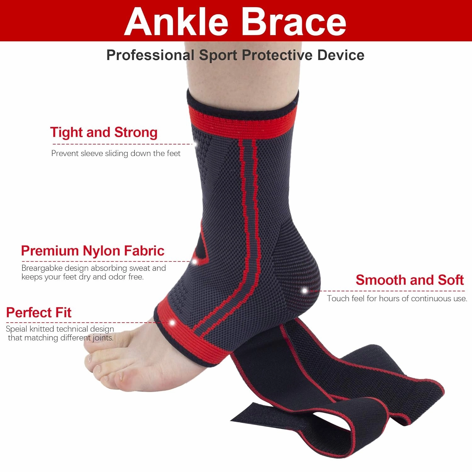 Ankle Support Set of 2 Compression Brace Support Adjustable Sleeve for Injury Recovery, Joint Pain, Arch Brace Support & Foot Stabilizer, Ankle Wrap Protect Against Ankle Sprains or Swelling