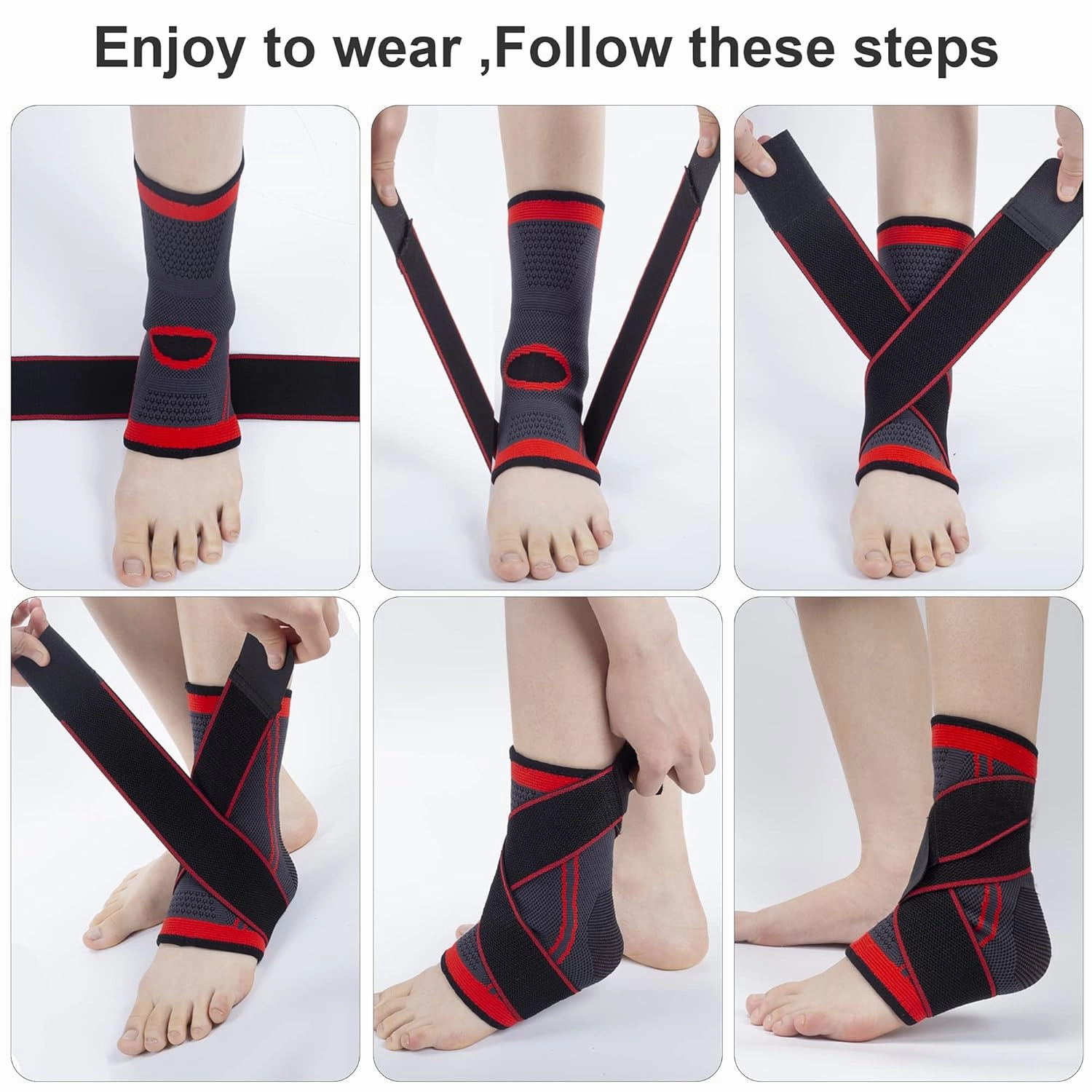 Ankle Support Set of 2 Compression Brace Support Adjustable Sleeve for Injury Recovery, Joint Pain, Arch Brace Support & Foot Stabilizer, Ankle Wrap Protect Against Ankle Sprains or Swelling