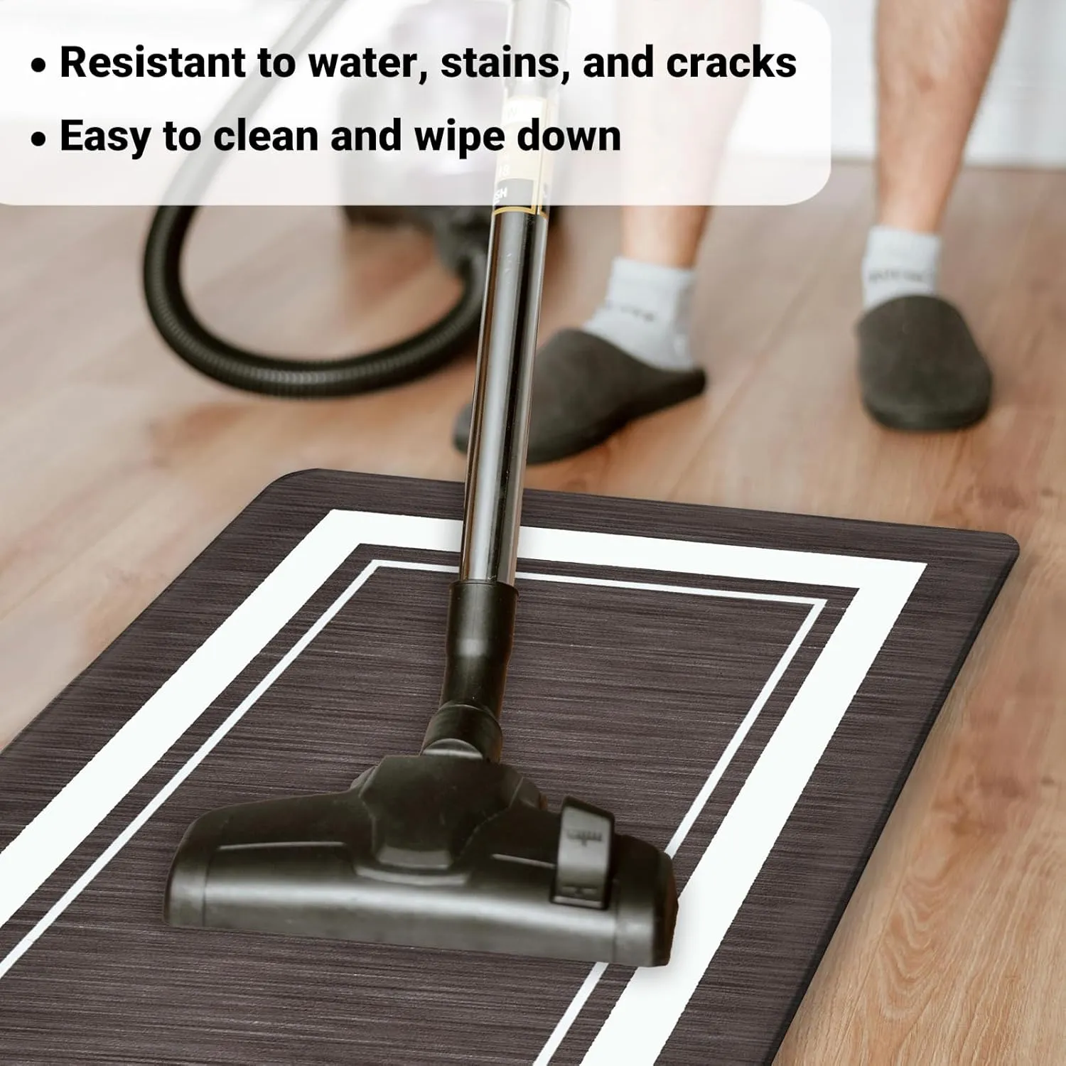 Anti Fatigue Kitchen Mat Set of 2, Kitchen Floor Mat, Waterproof Cushioned Rug, Non Slip Washable Memory Foam Mat for Standing, Sink, Stove, Brown Border, 17.3"x27.6" 17.3"x47.2"