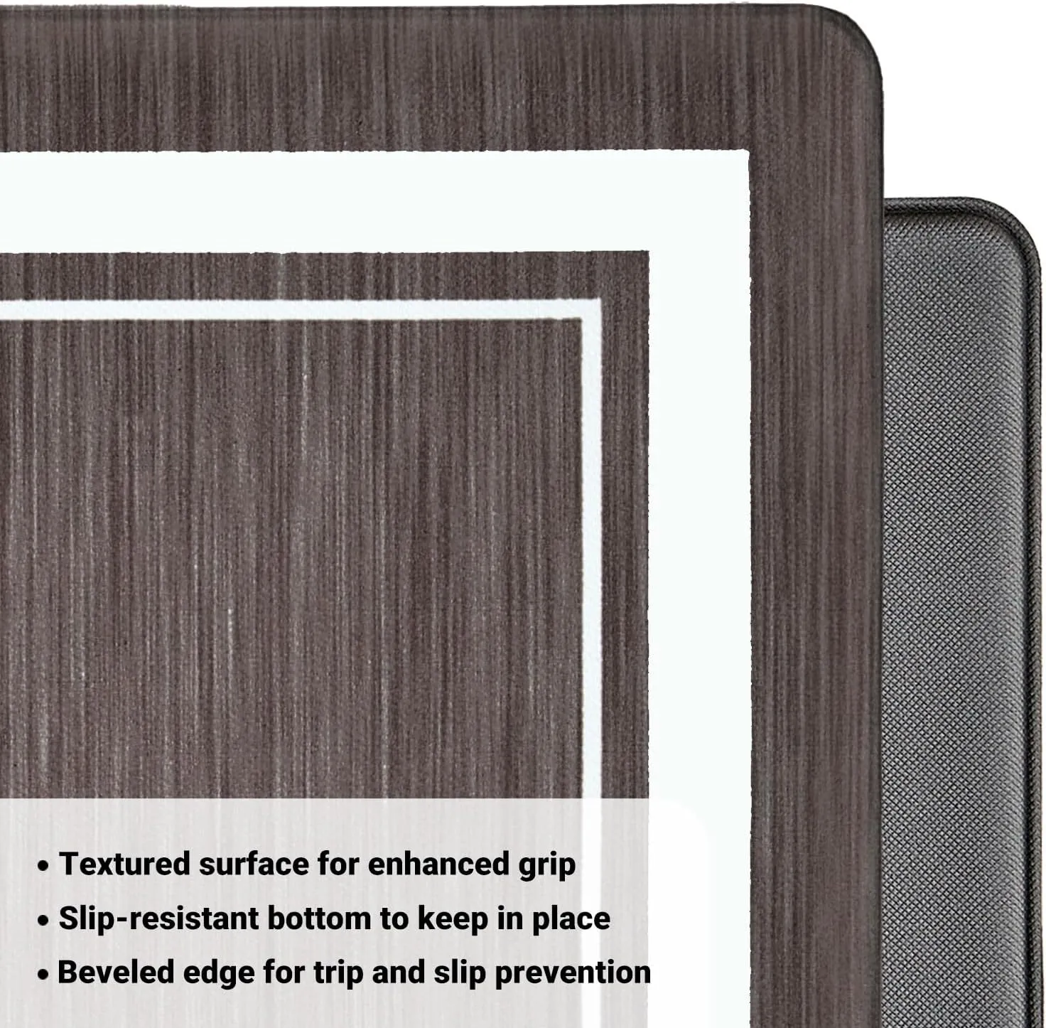 Anti Fatigue Kitchen Mat Set of 2, Kitchen Floor Mat, Waterproof Cushioned Rug, Non Slip Washable Memory Foam Mat for Standing, Sink, Stove, Brown Border, 17.3"x27.6" 17.3"x47.2"