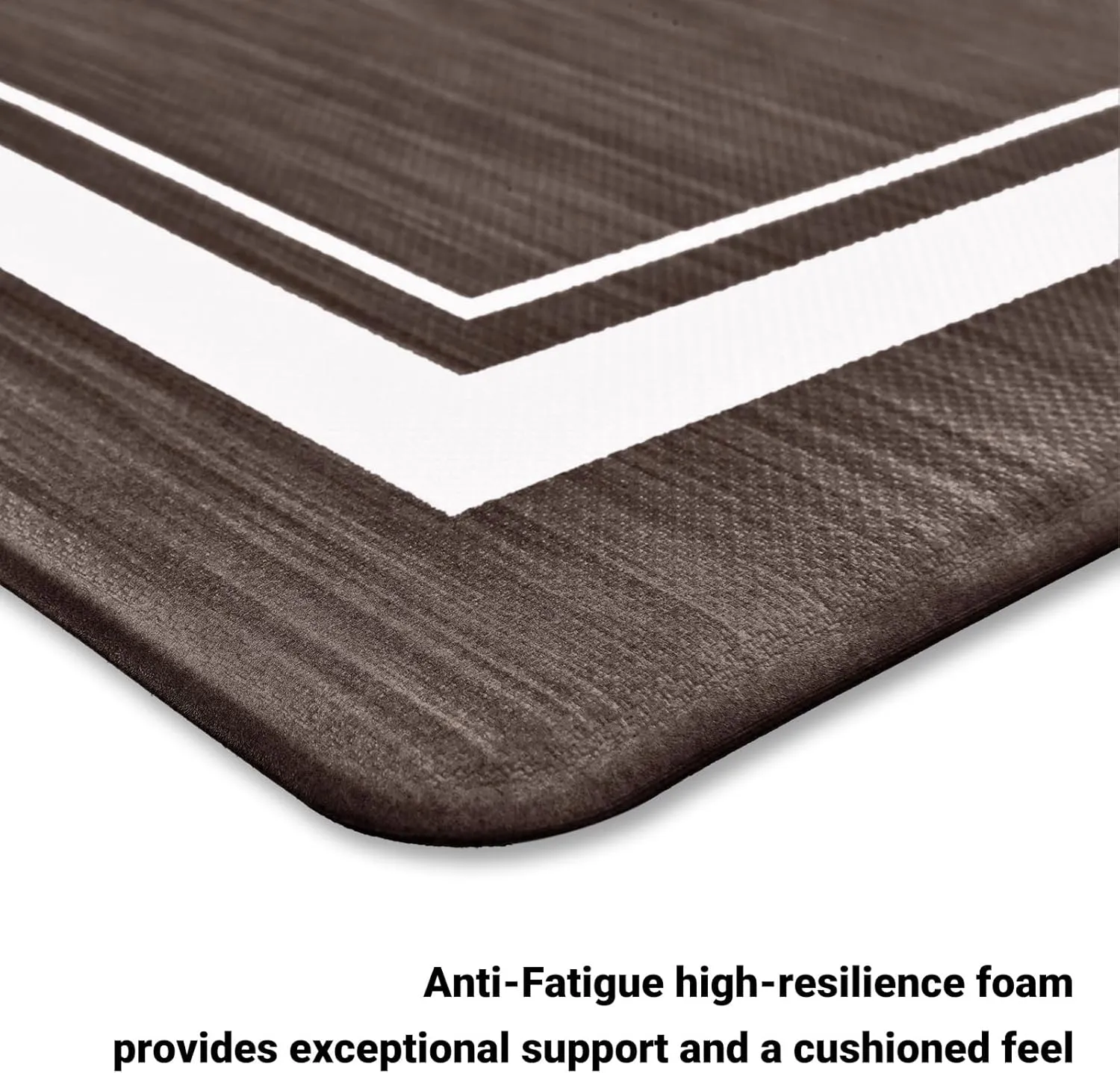 Anti Fatigue Kitchen Mat Set of 2, Kitchen Floor Mat, Waterproof Cushioned Rug, Non Slip Washable Memory Foam Mat for Standing, Sink, Stove, Brown Border, 17.3"x27.6" 17.3"x47.2"