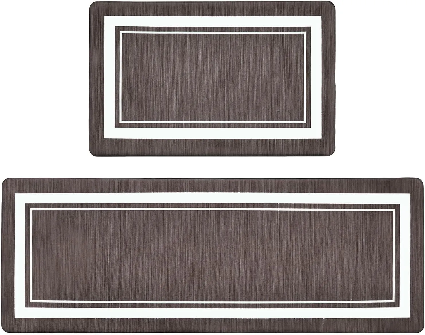 Anti Fatigue Kitchen Mat Set of 2, Kitchen Floor Mat, Waterproof Cushioned Rug, Non Slip Washable Memory Foam Mat for Standing, Sink, Stove, Brown Border, 17.3"x27.6" 17.3"x47.2"