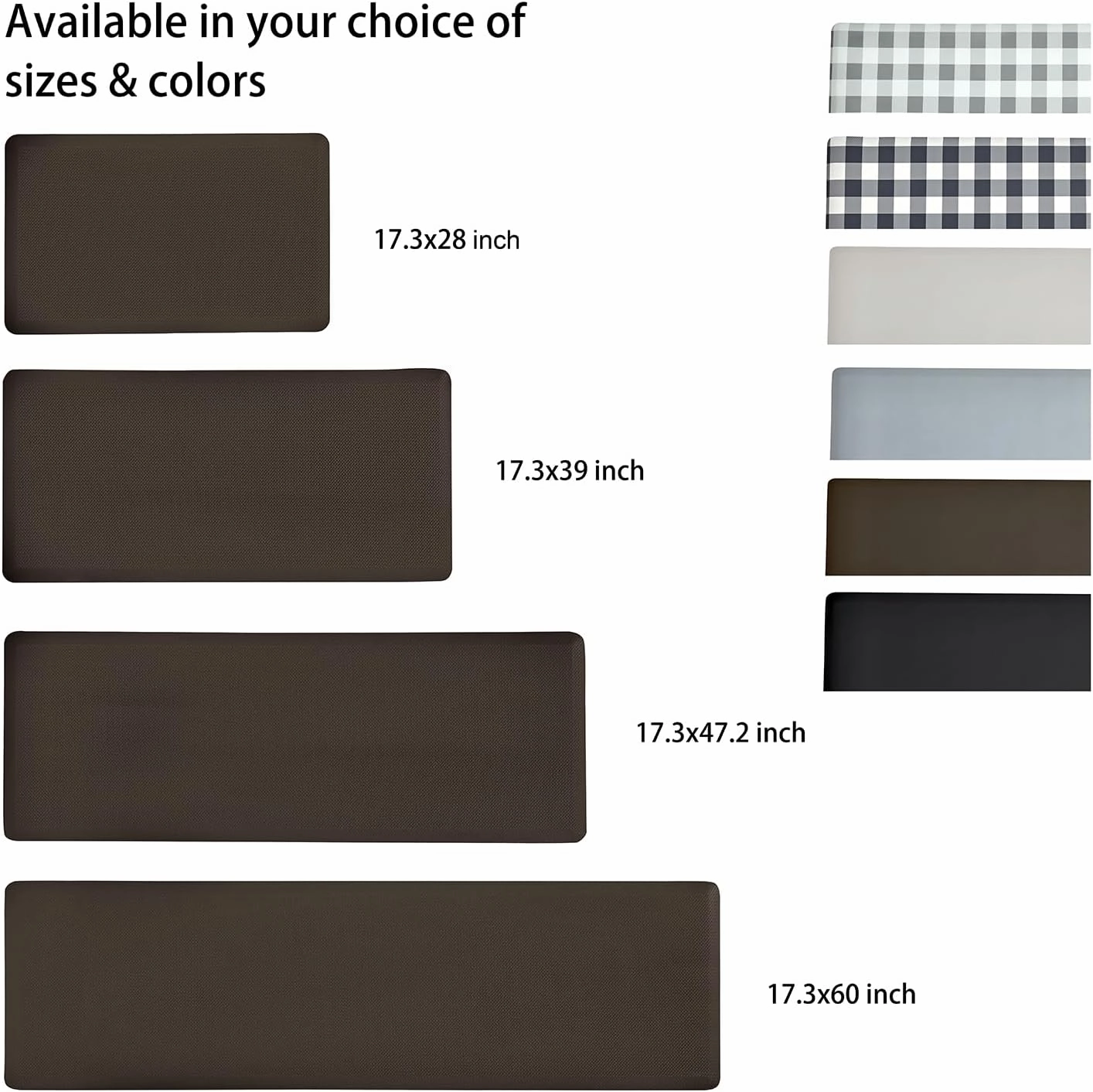 Anti Fatigue Kitchen Rugs Kitchen Mats for Floor,Cushioned Non-Slip Waterproof Ergonomic Comfort Rug Standing Mat for Kitchen,Doing Dishes,Floor,Home,Office,Sink,Laundry,Brown,17.3"x60"