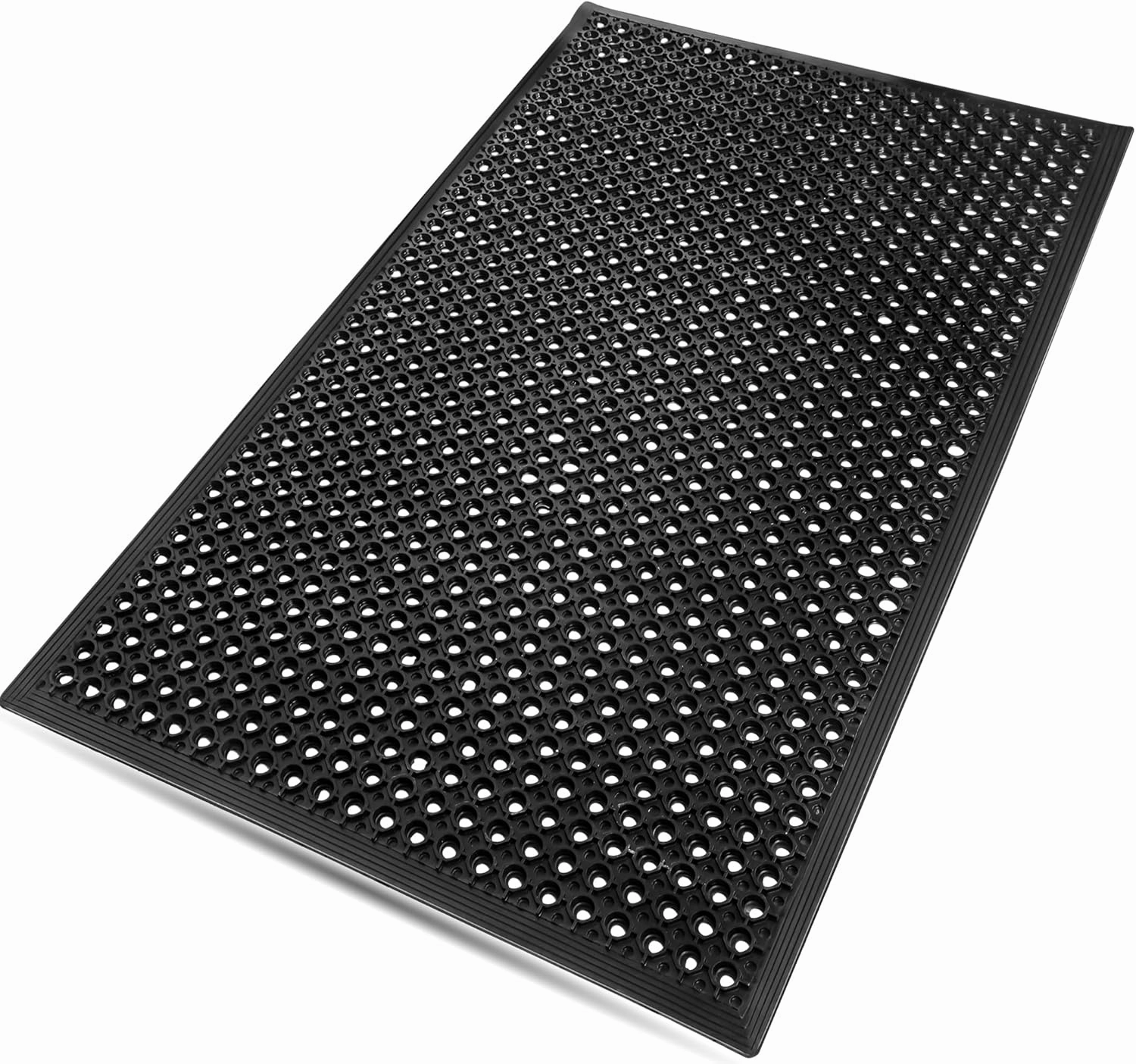 Anti Fatigue Mat, 36"x60" Rubber Floor Mat, Non-Slip Rubber Floor Mat Heavy Duty Mats for Outdoor Restaurant Kitchen Bar (Black) (36"x60")