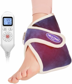 AOBOCO 1 Pack Ankle Heating Pad for Pain Relief - Foot Ankle Wrap for Planters Fasciitis/Achilles Tendinitis - Auto Shut Off & 86℉-158℉ Adjustable Heated Ankle Brace for Men/Women