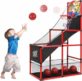 AOKESI Arcade Basketball Game Set Indoor for Kids Basketball Hoop Outdoor Sports Play Toy for Toddler Boys Girls 3-5 6-7 8-12 Years Old Adjustable Height with 4 Balls