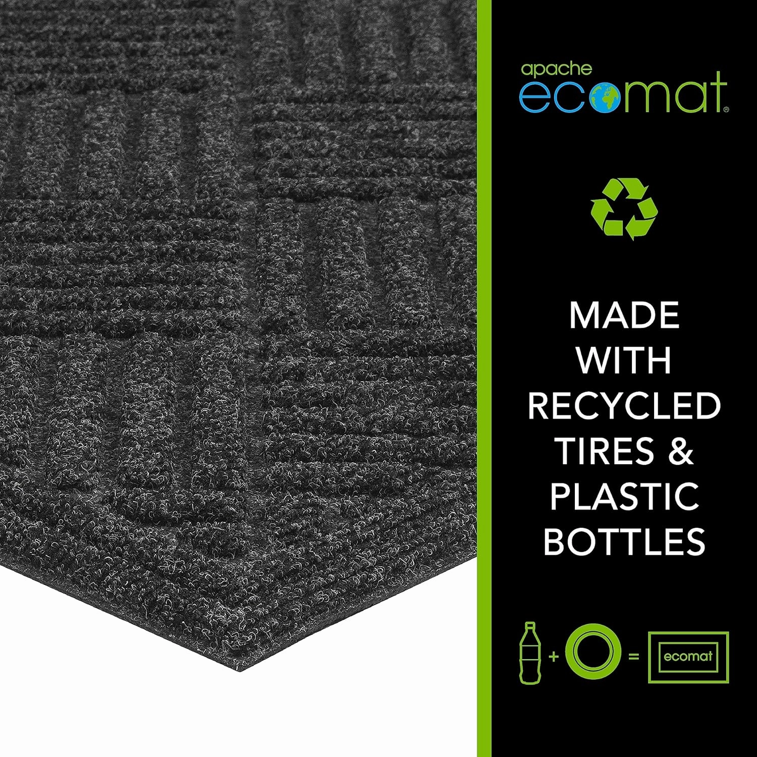 Apache Mills Crosshatch Doormat, 3-Feet X 5-Feet, Charcoal