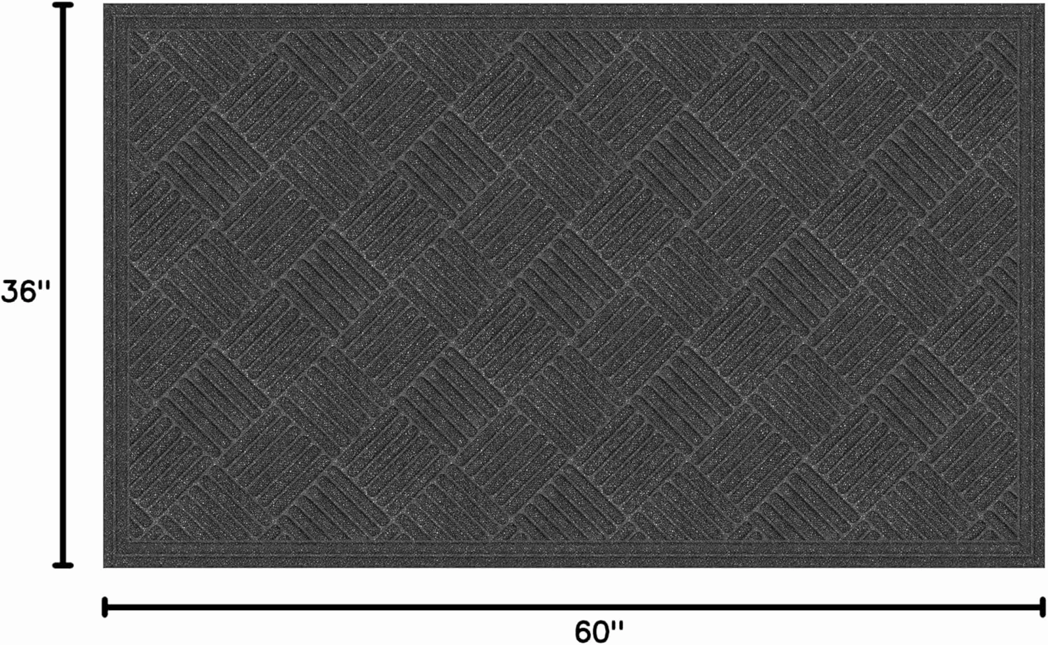 Apache Mills Crosshatch Doormat, 3-Feet X 5-Feet, Charcoal