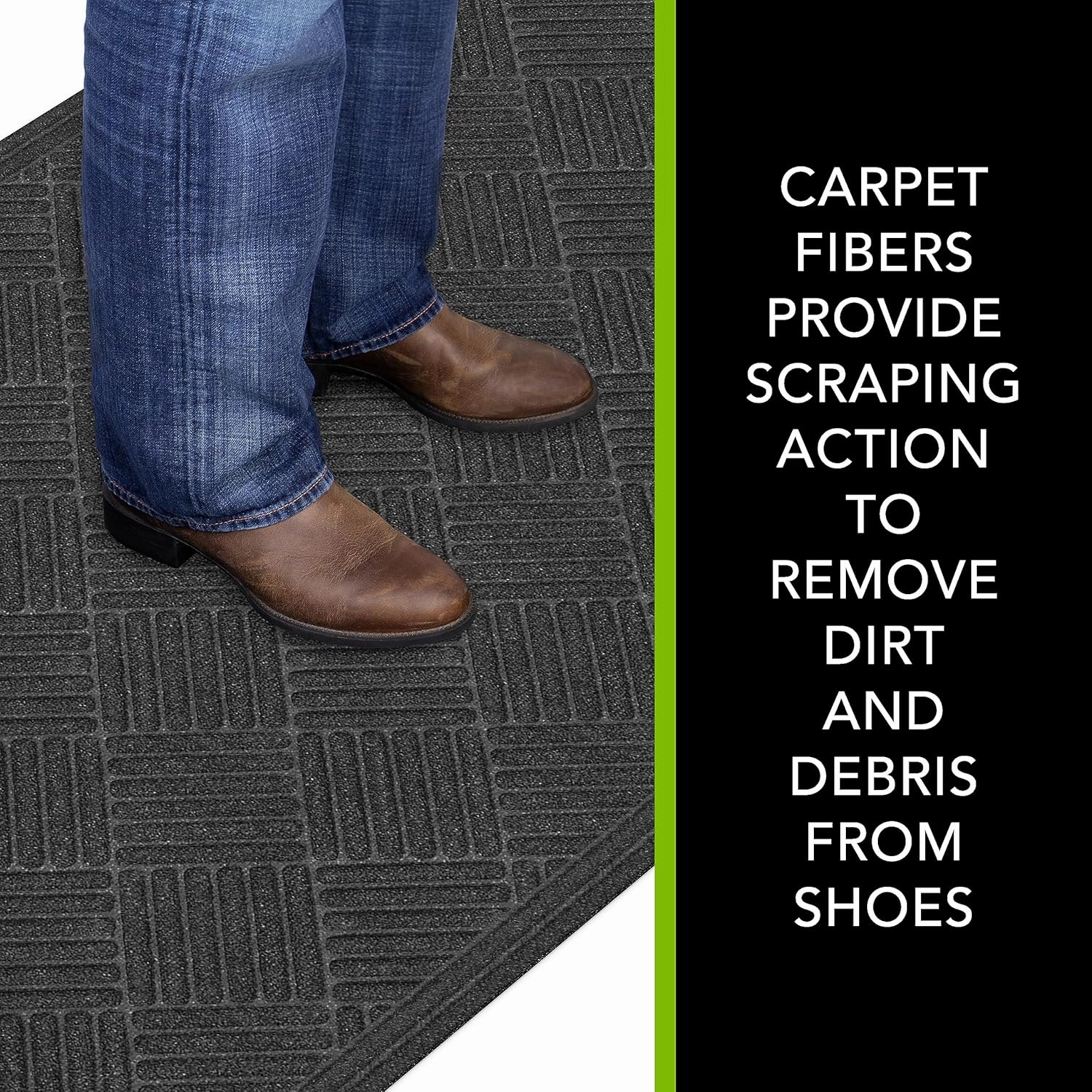 Apache Mills Crosshatch Doormat, 3-Feet X 5-Feet, Charcoal