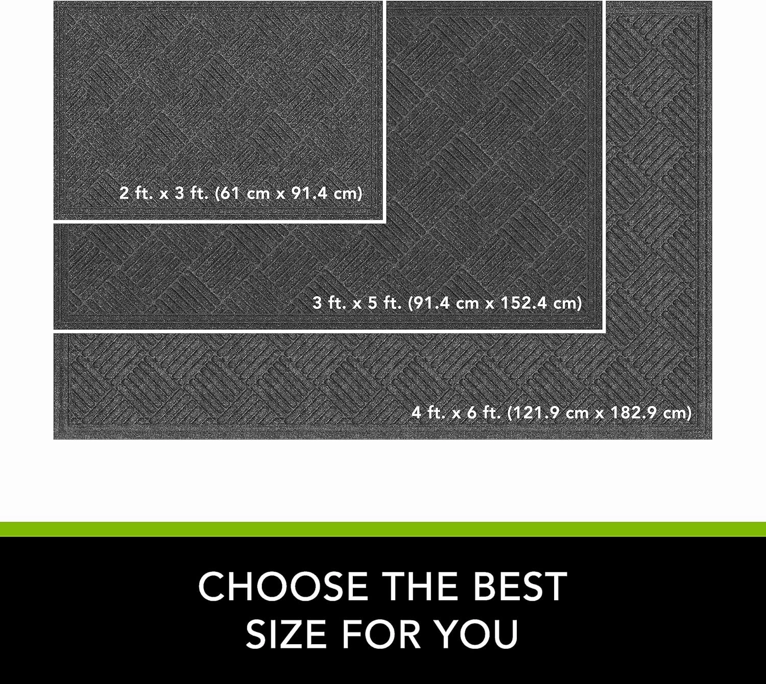 Apache Mills Crosshatch Doormat, 3-Feet X 5-Feet, Charcoal
