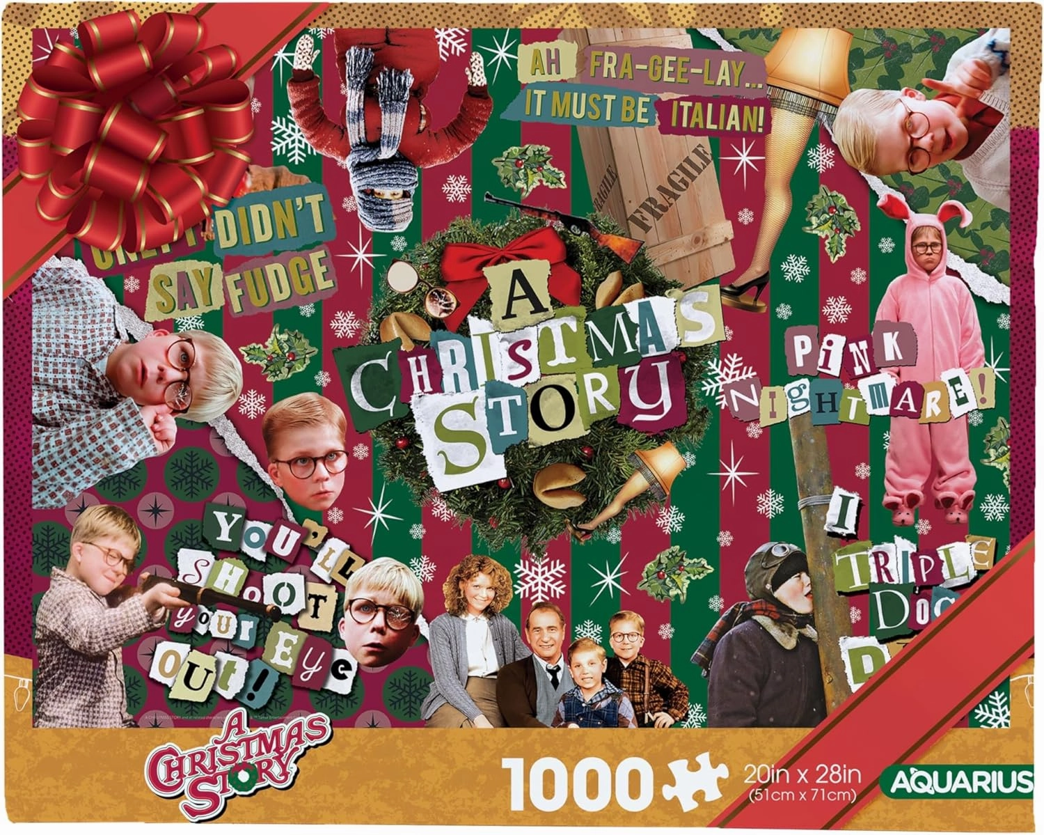 AQUARIUS A Christmas Story Wrapping Paper 1000pc Puzzle (1000 Piece Jigsaw Puzzle) - Glare Free - Precision Fit - Officially Licensed A Chritmas Story Merchandise & Collectibles -22x28 Inches