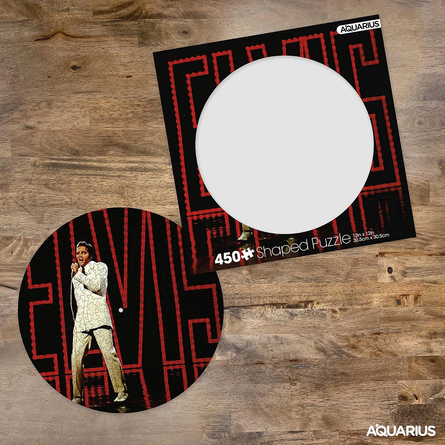AQUARIUS Elvis Presley '68 Comeback Special Record Disc Puzzle (450 Piece Jigsaw Puzzle) - Officially Licensed Merchandise & Collectibles - Glare Free - Precision Fit - 12x12 in