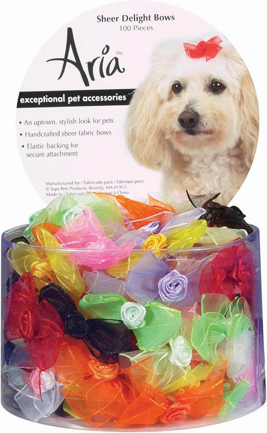 Aria Sheer Delight Bows for Dogs, 100-Piece Canisters