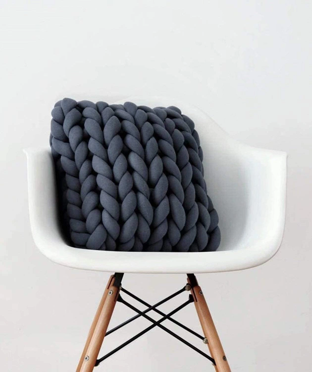 Arm Knitting Yarn for Chunky Braided Knot Throw Blanket DIY, Soft Extra Cotton Washable Tube Bulky Giant Yarn for Weave Craft Crochet (Dark Gray 2.2lb)