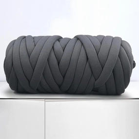 Arm Knitting Yarn for Chunky Braided Knot Throw Blanket DIY, Soft Extra Cotton Washable Tube Bulky Giant Yarn for Weave Craft Crochet (Dark Gray 2.2lb)
