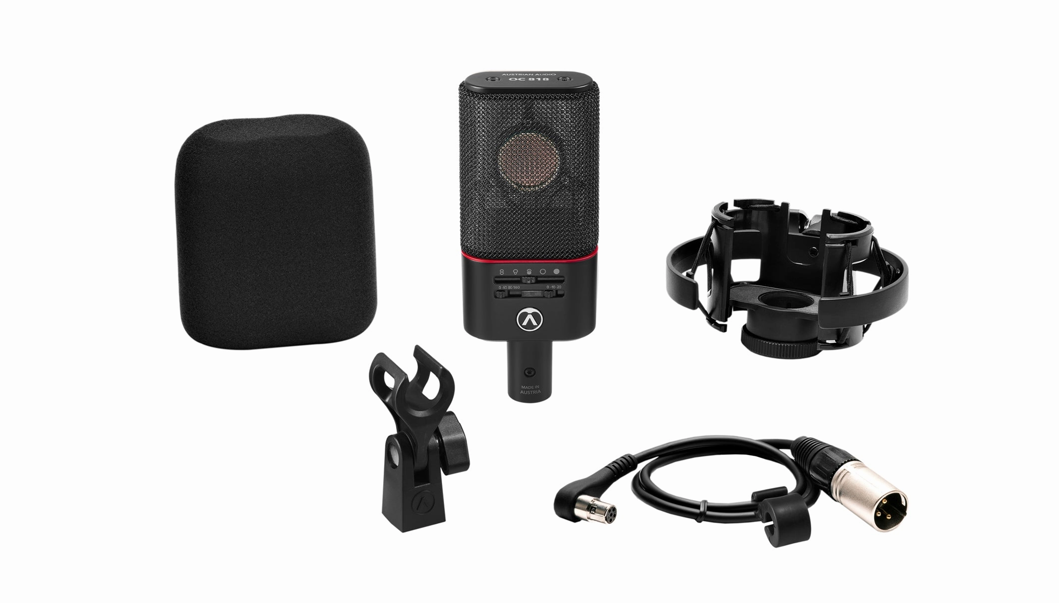 Austrian Audio OC818 Studio Set Large-Diaphragm Multipattern Condenser Microphone (1 Microphone) - Black